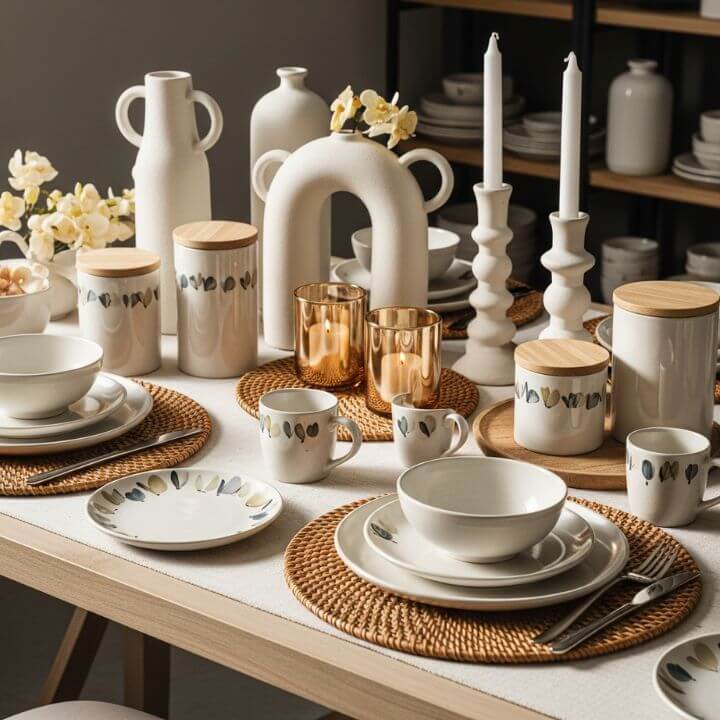 home and gift boutique cape town. styled tabletop vignette at pure plesier showcasing artisan homeware